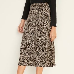 Old Navy Leopard Midi Slip Skirt